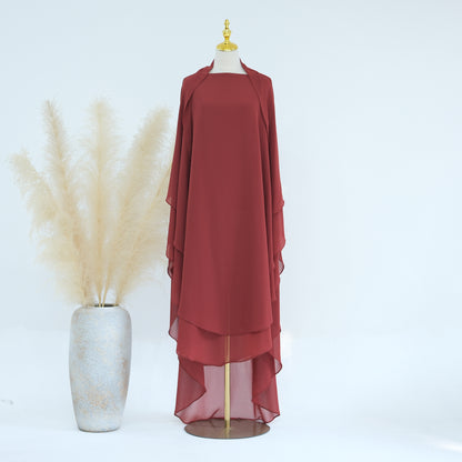 Jilbab Élégance à Doubles Voiles