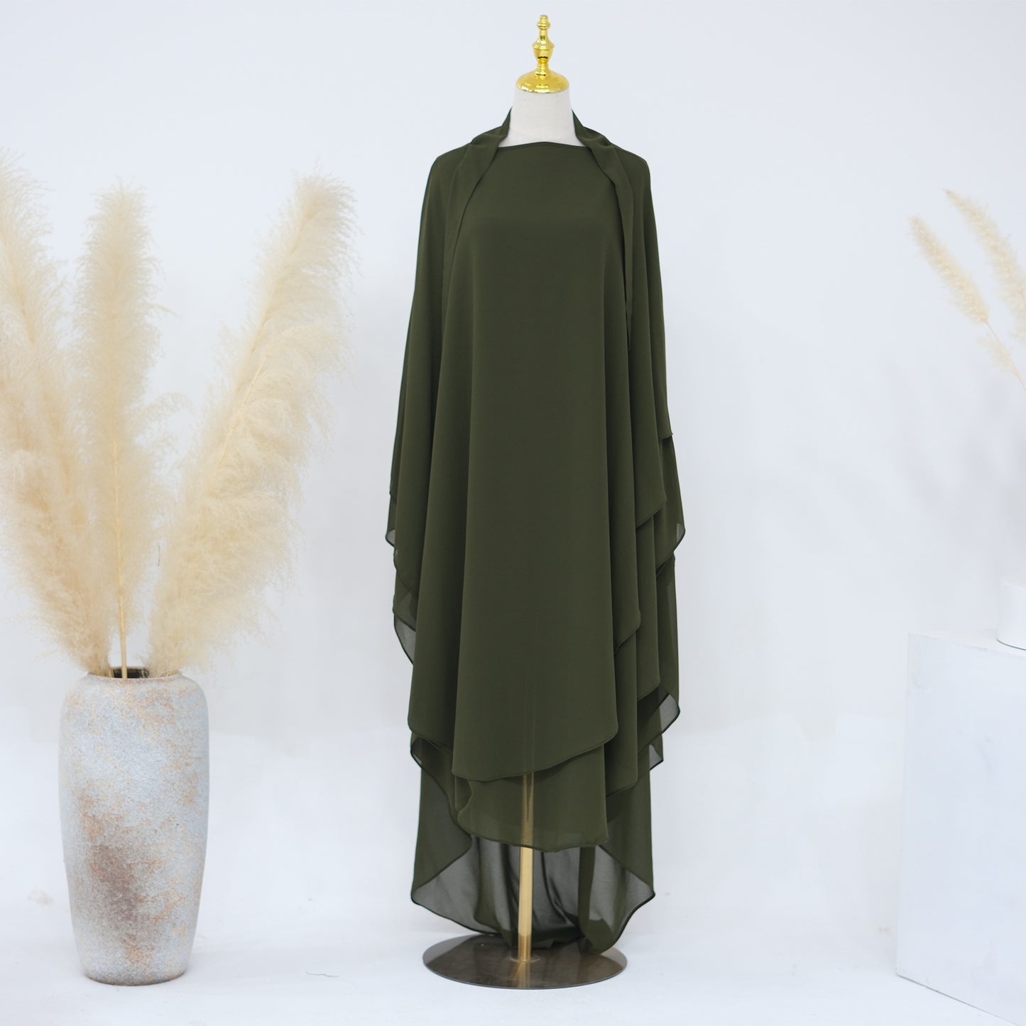 Jilbab Élégance à Doubles Voiles